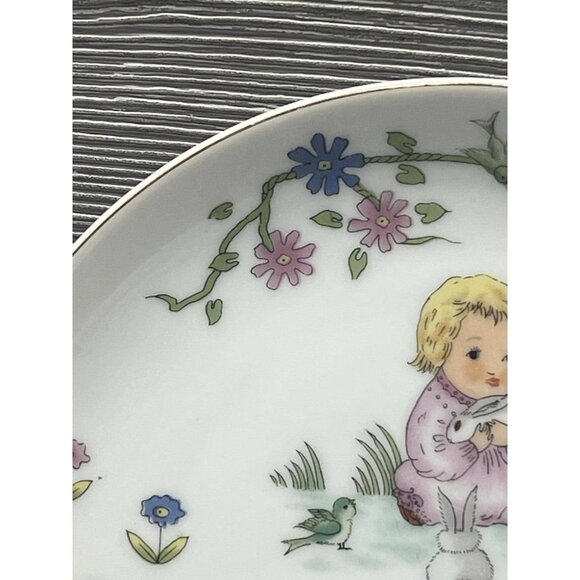 Morning Prayer Ceramic Wall Plate Ucagco Japan 7-1/2" Vintage Child Nursery - Picture 2 of 8